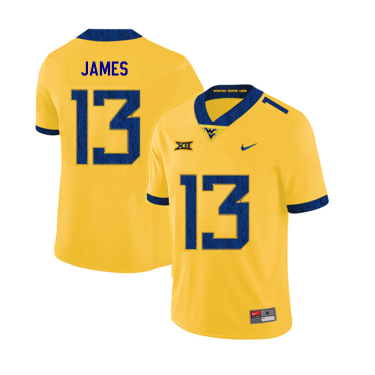 NCAA Men's Sam James West Virginia Mountaineers Yellow #13 Nike Stitched Football College 2019 Authentic Jersey VG23Y84KV